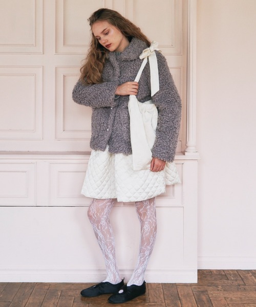 HONEY MI HONEY（ハニーミーハニー）の「rose satin ribbon tote bag（トートバッグ・レディース・ブラック/アイボリー/ピンク・FREE）」の6枚目の写真