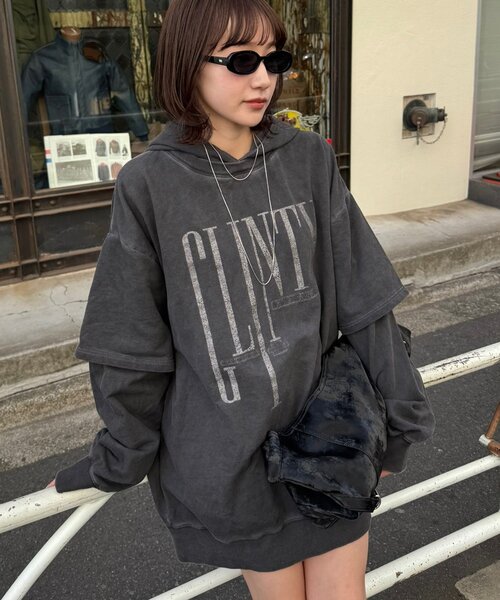 mline（エムライン）の「[mline]ペーパー レイヤーワンピース（パーカー・レディース・ベージュ/カーキ/ブラック・FREE）」の4枚目の写真