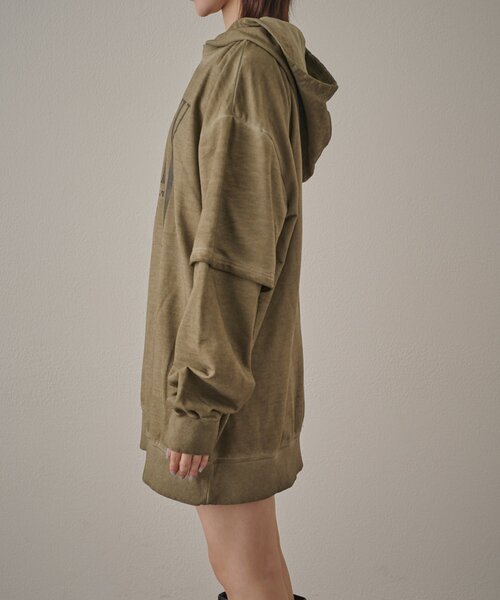 mline（エムライン）の「[mline]ペーパー レイヤーワンピース（パーカー・レディース・ベージュ/カーキ/ブラック・FREE）」の11枚目の写真