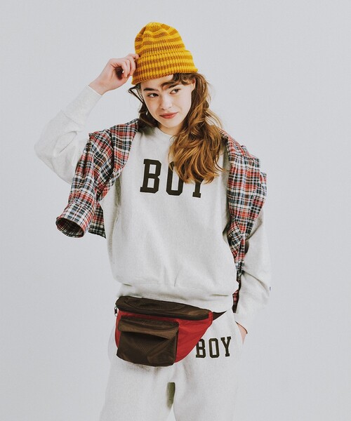 Champion(チャンピオン)の「【別注】Champion / ボーイ リバースウィーブ(R) クルー(Tシャツ/カットソー・レディース・ホワイト系その他/グレー/ブラック・SMALL/X-SMALL)」の1枚目の写真