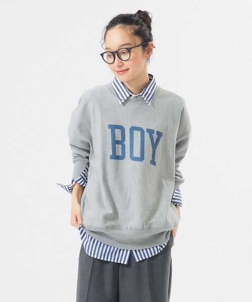 Champion(チャンピオン)の「【別注】Champion / ボーイ リバースウィーブ(R) クルー(Tシャツ/カットソー・レディース・ホワイト系その他/グレー/ブラック・SMALL/X-SMALL)」の3枚目の写真