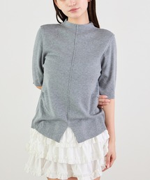 フロントスリットモックネックプルオーバーニット 冬服