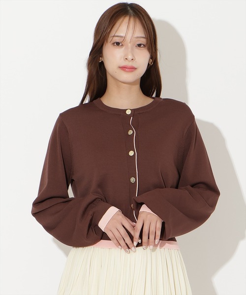 AND COUTURE(アンドクチュール)の「配色レイヤードライクニットカーディガン(カーディガン/ボレロ・レディース・ブラウン/ネイビー/ライトグレー・FREE)」の18枚目の写真