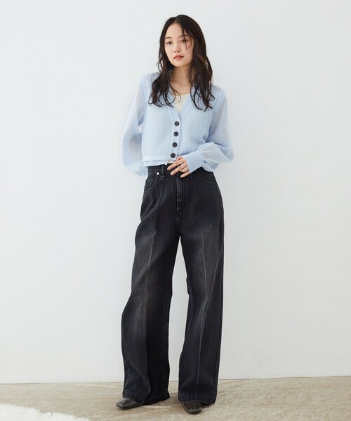 UNITED TOKYO(ユナイテッドトウキョウ)の「【新作】レースパターンカーディガン|軽羽織/春服(カーディガン/ボレロ・レディース・ブラウン/サックスブルー・FREE)」の3枚目の写真