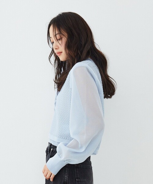 UNITED TOKYO(ユナイテッドトウキョウ)の「【新作】レースパターンカーディガン|軽羽織/春服(カーディガン/ボレロ・レディース・ブラウン/サックスブルー・FREE)」の7枚目の写真