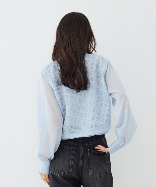 UNITED TOKYO(ユナイテッドトウキョウ)の「【新作】レースパターンカーディガン|軽羽織/春服(カーディガン/ボレロ・レディース・ブラウン/サックスブルー・FREE)」の8枚目の写真