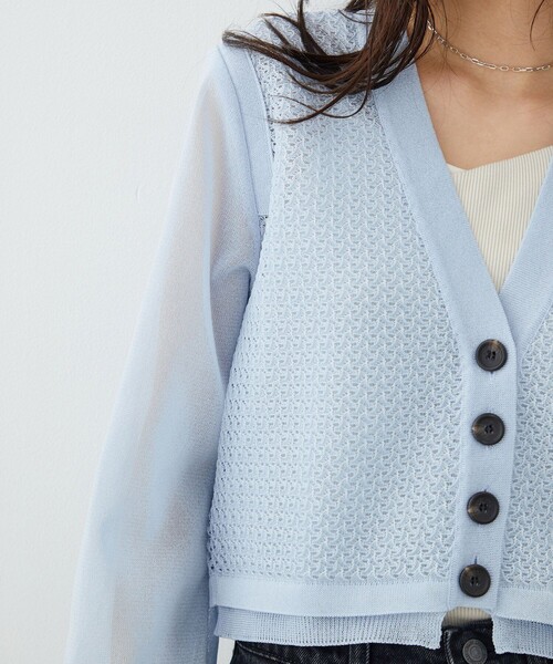 UNITED TOKYO(ユナイテッドトウキョウ)の「【新作】レースパターンカーディガン|軽羽織/春服(カーディガン/ボレロ・レディース・ブラウン/サックスブルー・FREE)」の9枚目の写真