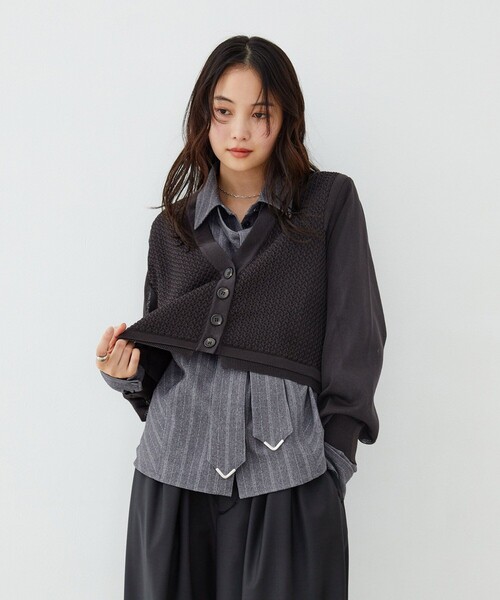 UNITED TOKYO(ユナイテッドトウキョウ)の「【新作】レースパターンカーディガン|軽羽織/春服(カーディガン/ボレロ・レディース・ブラウン/サックスブルー・FREE)」の13枚目の写真