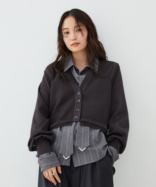 UNITED TOKYO(ユナイテッドトウキョウ)の「【新作】レースパターンカーディガン|軽羽織/春服(カーディガン/ボレロ・レディース・ブラウン/サックスブルー・FREE)」の14枚目の写真