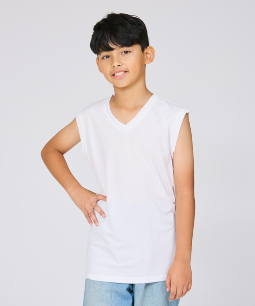 HANES(ヘインズ)の「【Hanes/ヘインズ】キッズ 【2枚組】Hanes MOVES スクエアメッシュ スリーブレスTシャツ(Tシャツ/カットソー・キッズ・ホワイト/ブラック・130/140/150/160)」の1枚目の写真