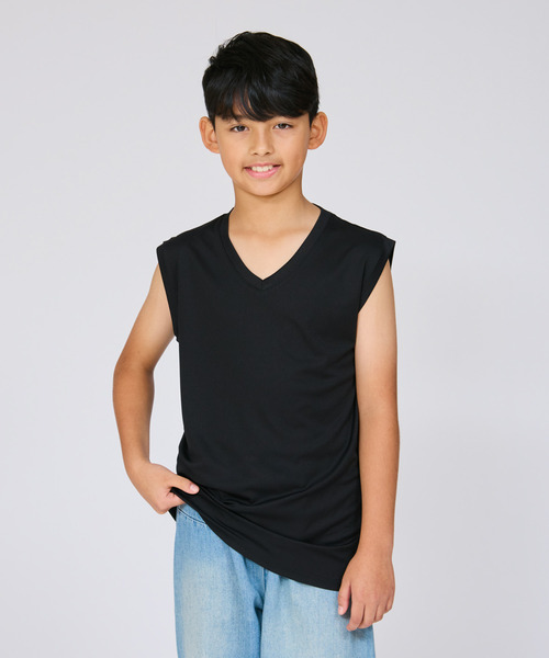 HANES(ヘインズ)の「【Hanes/ヘインズ】キッズ 【2枚組】Hanes MOVES スクエアメッシュ スリーブレスTシャツ(Tシャツ/カットソー・キッズ・ホワイト/ブラック・130/140/150/160)」の2枚目の写真