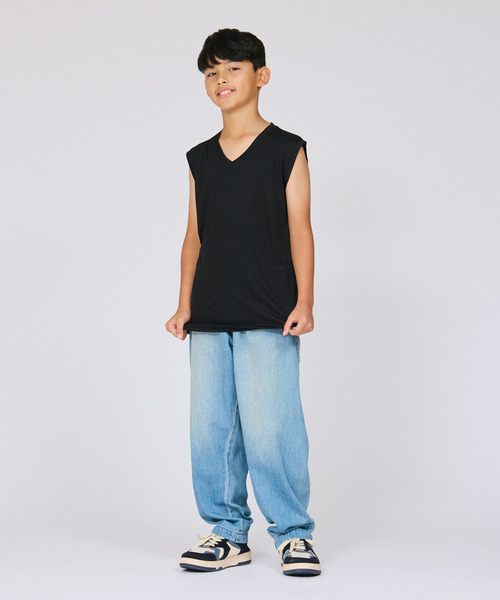HANES(ヘインズ)の「【Hanes/ヘインズ】キッズ 【2枚組】Hanes MOVES スクエアメッシュ スリーブレスTシャツ(Tシャツ/カットソー・キッズ・ホワイト/ブラック・130/140/150/160)」の4枚目の写真