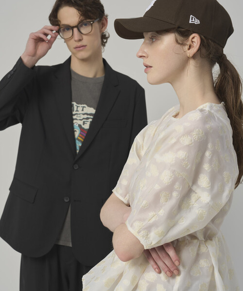 Firsthand（ファーストハンド）の「Firsthand/ファーストハンド フラワー シアージャガード ボリュームスリーブ ペプラムブラウス / 5分袖（シャツ/ブラウス・レディース・ホワイト/その他/ブラック・FREE）」の4枚目の写真