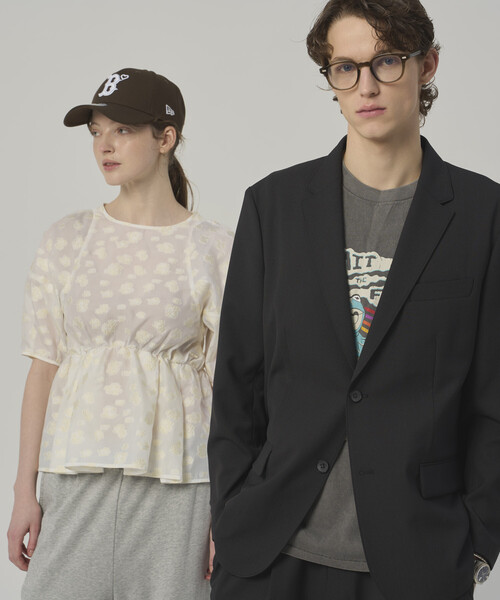 Firsthand（ファーストハンド）の「Firsthand/ファーストハンド フラワー シアージャガード ボリュームスリーブ ペプラムブラウス / 5分袖（シャツ/ブラウス・レディース・ホワイト/その他/ブラック・FREE）」の8枚目の写真