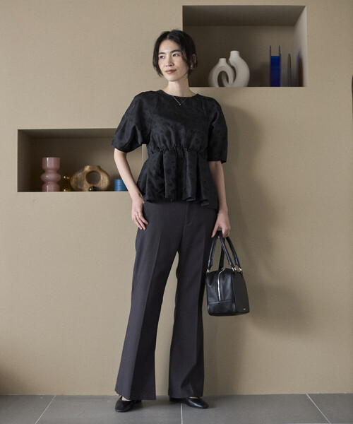 Firsthand（ファーストハンド）の「Firsthand/ファーストハンド フラワー シアージャガード ボリュームスリーブ ペプラムブラウス / 5分袖（シャツ/ブラウス・レディース・ホワイト/その他/ブラック・FREE）」の17枚目の写真