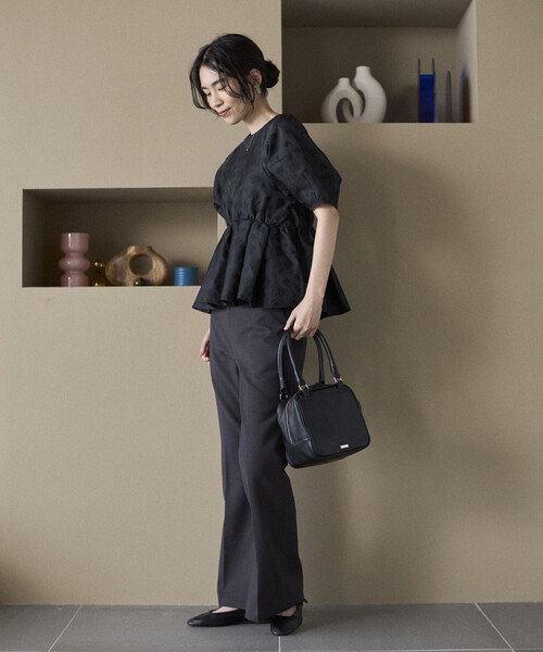 Firsthand（ファーストハンド）の「Firsthand/ファーストハンド フラワー シアージャガード ボリュームスリーブ ペプラムブラウス / 5分袖（シャツ/ブラウス・レディース・ホワイト/その他/ブラック・FREE）」の22枚目の写真