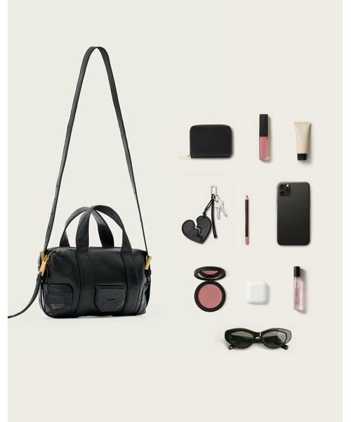 ALLSAINTS(オールセインツ)の「ARES GRAIN COMPACT CROSSBODY BAG | ARES GRAIN コンパクト クロスボディ バッグ(ショルダーバッグ・レディース・ブラック・ONE SIZE)」の7枚目の写真