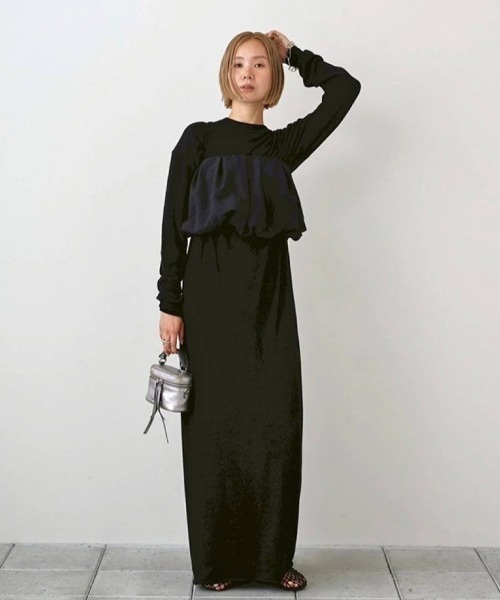 TODAYFUL（トゥデイフル）の「Tencelwool Knit Dress（ワンピース・レディース・ブラック/チョコ・38inch/36inch）」の3枚目の写真