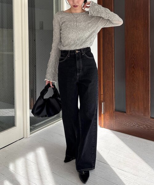 CAPRICIEUX LE'MAGE（カプリシューレマージュ）の「リンクルボートネックニット（ニット/セーター・レディース・ピンク/ホワイト系その他/ブラック/グレー・FREE）」の6枚目の写真