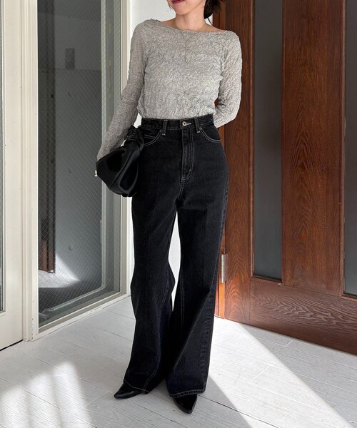 CAPRICIEUX LE'MAGE（カプリシューレマージュ）の「リンクルボートネックニット（ニット/セーター・レディース・ピンク/ホワイト系その他/ブラック/グレー・FREE）」の7枚目の写真