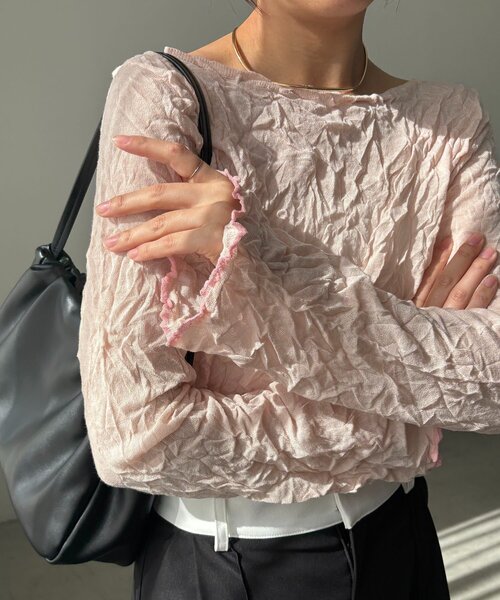 CAPRICIEUX LE'MAGE（カプリシューレマージュ）の「リンクルボートネックニット（ニット/セーター・レディース・ピンク/ホワイト系その他/ブラック/グレー・FREE）」の12枚目の写真