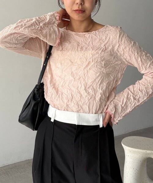 CAPRICIEUX LE'MAGE（カプリシューレマージュ）の「リンクルボートネックニット（ニット/セーター・レディース・ピンク/ホワイト系その他/ブラック/グレー・FREE）」の13枚目の写真