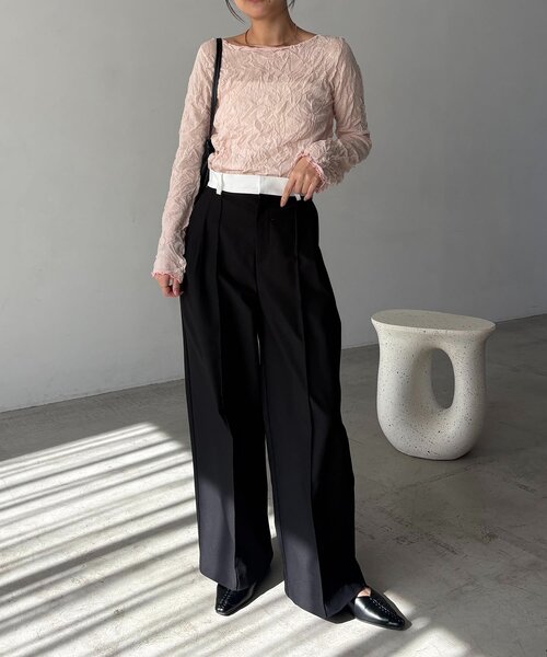 CAPRICIEUX LE'MAGE（カプリシューレマージュ）の「リンクルボートネックニット（ニット/セーター・レディース・ピンク/ホワイト系その他/ブラック/グレー・FREE）」の14枚目の写真