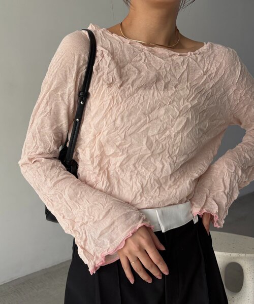 CAPRICIEUX LE'MAGE（カプリシューレマージュ）の「リンクルボートネックニット（ニット/セーター・レディース・ピンク/ホワイト系その他/ブラック/グレー・FREE）」の16枚目の写真