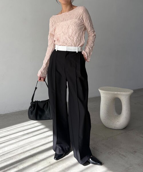 CAPRICIEUX LE'MAGE（カプリシューレマージュ）の「リンクルボートネックニット（ニット/セーター・レディース・ピンク/ホワイト系その他/ブラック/グレー・FREE）」の18枚目の写真