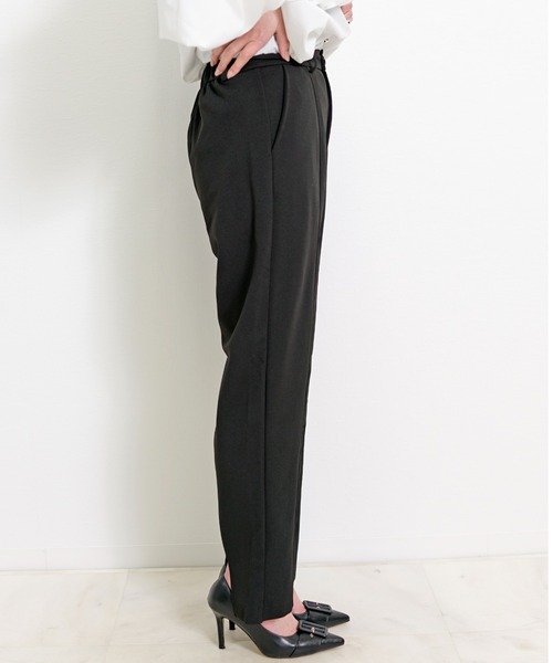 CHhdmn(シーエイチヒデモン)の「美脚 センタープレス テーパードパンツ バックスリット ストレッチ ジョーゼット 通勤 オフィス(スラックス・レディース・アイボリー/ブラック/ネイビー・S/M/L)」の5枚目の写真