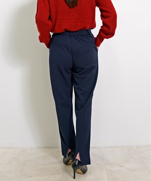 CHhdmn(シーエイチヒデモン)の「美脚 センタープレス テーパードパンツ バックスリット ストレッチ ジョーゼット 通勤 オフィス(スラックス・レディース・アイボリー/ブラック/ネイビー・S/M/L)」の12枚目の写真