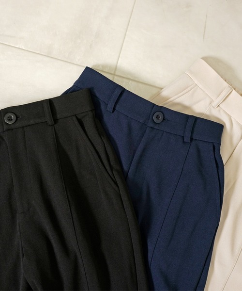 CHhdmn(シーエイチヒデモン)の「美脚 センタープレス テーパードパンツ バックスリット ストレッチ ジョーゼット 通勤 オフィス(スラックス・レディース・アイボリー/ブラック/ネイビー・S/M/L)」の13枚目の写真