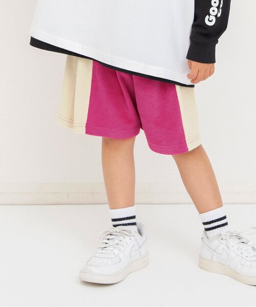 BREEZE(ブリーズ)の「【リンク/セットアップ可】サイドラインパイルハーフパンツ(その他パンツ・キッズ・イエロー/ネイビー/グリーン/ピンク・120/110/150/140/130/100/90)」の4枚目の写真