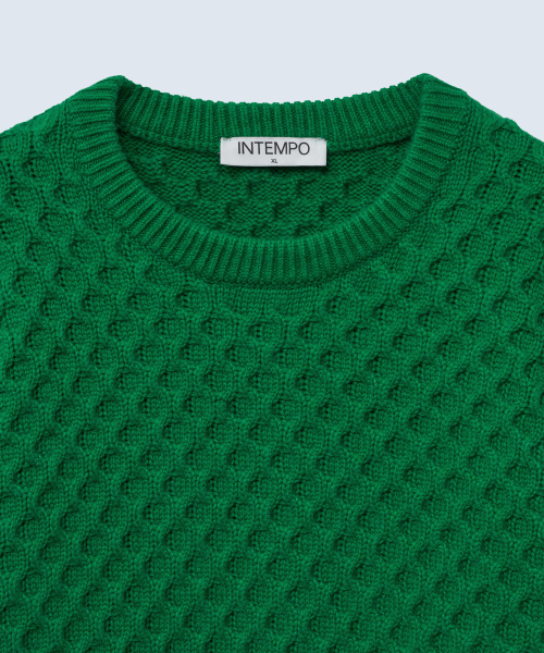 INTEMPOMOOD(インテンポムード)の「クロッフルラウンドネックニット_グリーン(ニット/セーター・メンズ・グリーン・MEDIUM/LARGE/X-LARGE)」の4枚目の写真