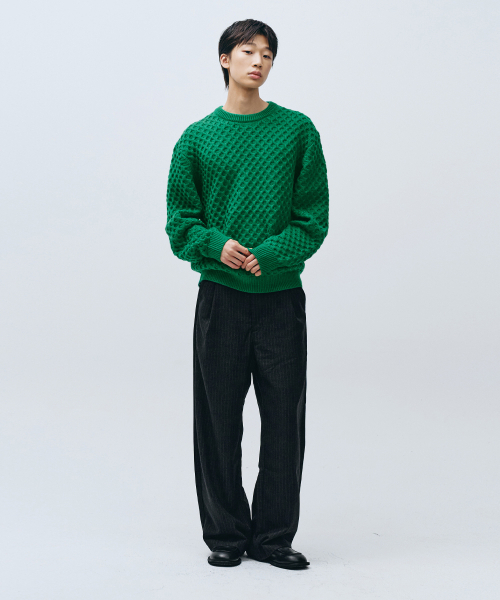 INTEMPOMOOD(インテンポムード)の「クロッフルラウンドネックニット_グリーン(ニット/セーター・メンズ・グリーン・MEDIUM/LARGE/X-LARGE)」の12枚目の写真