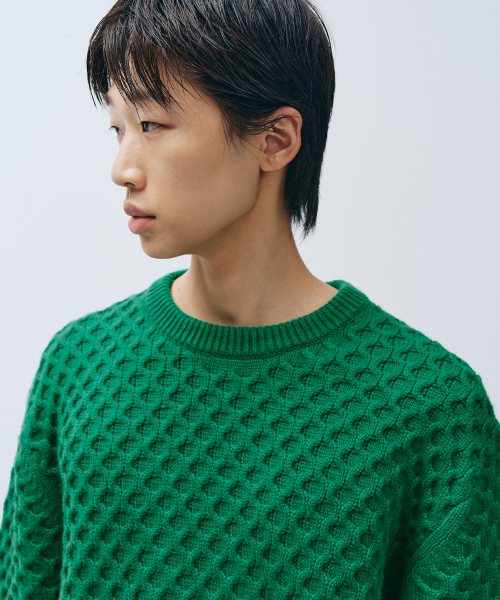 INTEMPOMOOD(インテンポムード)の「クロッフルラウンドネックニット_グリーン(ニット/セーター・メンズ・グリーン・MEDIUM/LARGE/X-LARGE)」の16枚目の写真