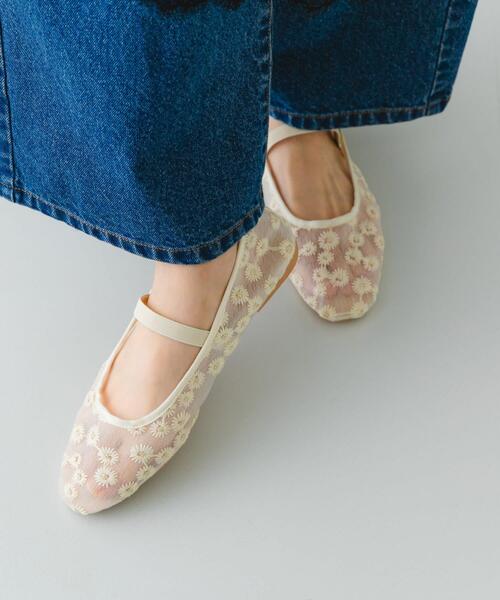 RODE SKO（ロデスコ）の「フラワーシアーフラットシューズ（バレエシューズ・レディース・アイボリー/ブラック・37/38/36）」の21枚目の写真