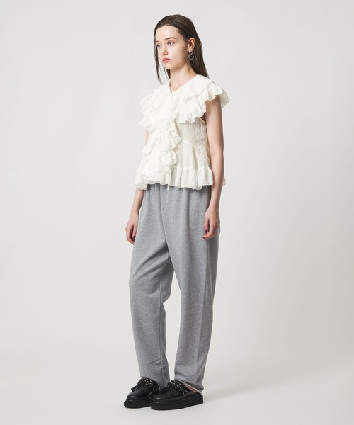 ASTRAET(アストラット)の「<ASTRAET>ペプラム フリルカラー ノースリーブブラウス(シャツ/ブラウス・レディース・ホワイト/ブラック・FREE)」の5枚目の写真