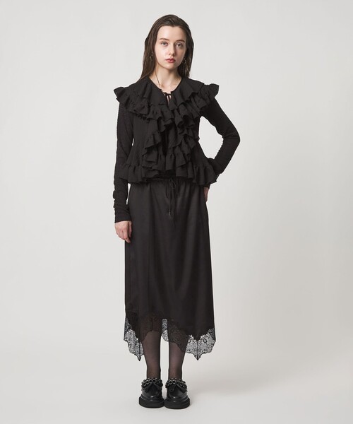 ASTRAET(アストラット)の「<ASTRAET>ペプラム フリルカラー ノースリーブブラウス(シャツ/ブラウス・レディース・ホワイト/ブラック・FREE)」の7枚目の写真
