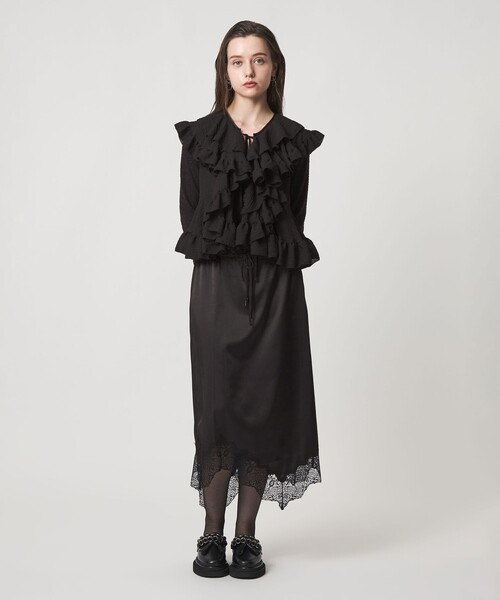 ASTRAET(アストラット)の「<ASTRAET>ペプラム フリルカラー ノースリーブブラウス(シャツ/ブラウス・レディース・ホワイト/ブラック・FREE)」の8枚目の写真