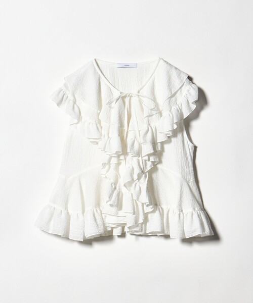 ASTRAET(アストラット)の「<ASTRAET>ペプラム フリルカラー ノースリーブブラウス(シャツ/ブラウス・レディース・ホワイト/ブラック・FREE)」の19枚目の写真