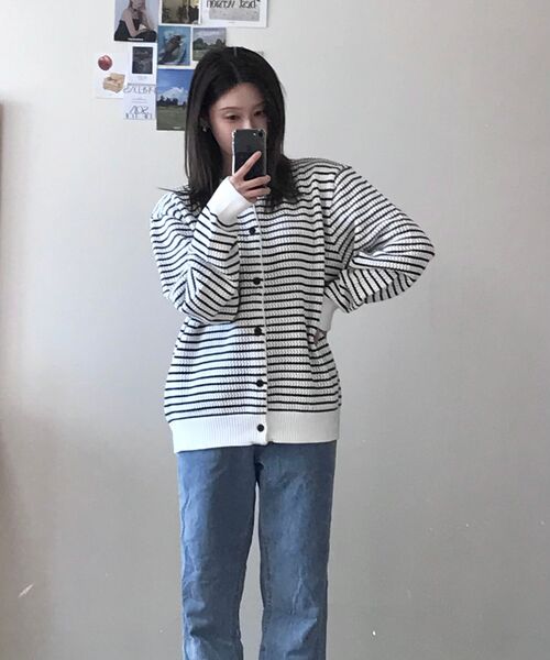 FLAWSROOM(フローズルーム)の「Aftersun Stripe Cardigan IVORY(カーディガン/ボレロ・メンズ・その他・MEDIUM/LARGE)」の6枚目の写真