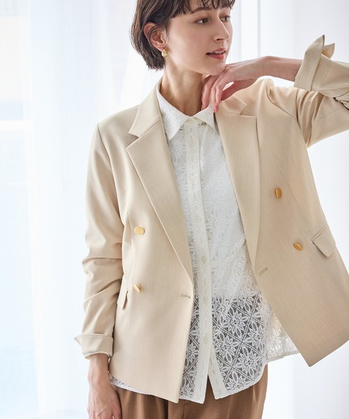 ROPE' PICNIC（ロペピクニック）の「カナパ 金ボタンジャケット/セットアップ対応・UV・抗菌防臭・接触冷感（テーラードジャケット・レディース・ダークブラウン/ネイビー/グリーン系その他/ベージュ/グレー/ベージュ系その他2・M/L）」の3枚目の写真