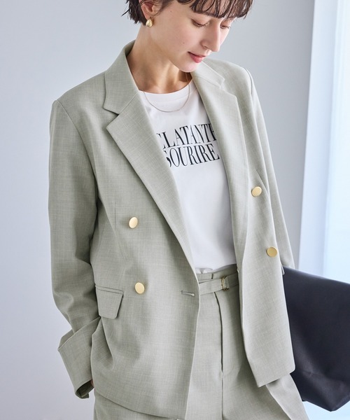 ROPE' PICNIC（ロペピクニック）の「カナパ 金ボタンジャケット/セットアップ対応・UV・抗菌防臭・接触冷感（テーラードジャケット・レディース・ダークブラウン/ネイビー/グリーン系その他/ベージュ/グレー/ベージュ系その他2・M/L）」の5枚目の写真