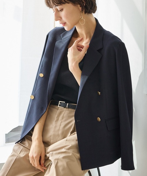 ROPE' PICNIC（ロペピクニック）の「カナパ 金ボタンジャケット/セットアップ対応・UV・抗菌防臭・接触冷感（テーラードジャケット・レディース・ダークブラウン/ネイビー/グリーン系その他/ベージュ/グレー/ベージュ系その他2・M/L）」の6枚目の写真