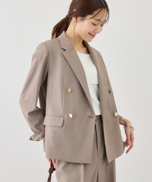 ROPE' PICNIC（ロペピクニック）の「カナパ 金ボタンジャケット/セットアップ対応・UV・抗菌防臭・接触冷感（テーラードジャケット・レディース・ダークブラウン/ネイビー/グリーン系その他/ベージュ/グレー/ベージュ系その他2・M/L）」の4枚目の写真