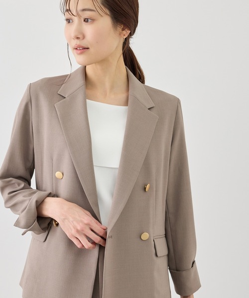 ROPE' PICNIC（ロペピクニック）の「カナパ 金ボタンジャケット/セットアップ対応・UV・抗菌防臭・接触冷感（テーラードジャケット・レディース・ダークブラウン/ネイビー/グリーン系その他/ベージュ/グレー/ベージュ系その他2・M/L）」の7枚目の写真