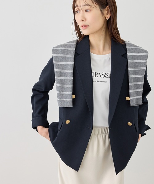 ROPE' PICNIC（ロペピクニック）の「カナパ 金ボタンジャケット/セットアップ対応・UV・抗菌防臭・接触冷感（テーラードジャケット・レディース・ダークブラウン/ネイビー/グリーン系その他/ベージュ/グレー/ベージュ系その他2・M/L）」の17枚目の写真