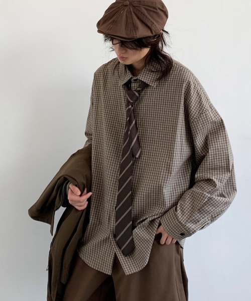 TOBEE（トゥビー）の「【TOBEE】リラックスフィット レギュラーカラー ストライプシャツ &チェックシャツ（シャツ/ブラウス・メンズ・ブルー/ブラック/ブラウン/ベージュ・MEDIUM/LARGE/X-LARGE）」の6枚目の写真