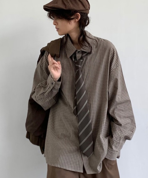 TOBEE（トゥビー）の「【TOBEE】リラックスフィット レギュラーカラー ストライプシャツ &チェックシャツ（シャツ/ブラウス・メンズ・ブルー/ブラック/ブラウン/ベージュ・MEDIUM/LARGE/X-LARGE）」の7枚目の写真